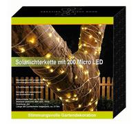 Cadena de Luces Solares 200 Micro-Leds 21,9m Blanco Cálido Iluminación de Jardín