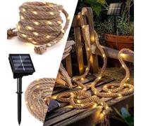 Cadena de luces solares, 7 m, cuerda solar con 150 ledes, cuerda de cáñamo solar, resistente al agua, para exteriores, para jardín, balcón, terraza, Navidad, fiesta