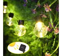 Cadena de luces solares para exteriores, 3,5 m, 10 luces LED para exteriores, 8 modos, resistente al agua IP65, cadena de luces solares de color blanco cálido, iluminación para fiestas, jardín, patio