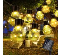 Cadena de luces solares para exteriores, 5 m, 20 luces LED para exteriores, 8 modos, resistente al agua IP65, cadena de luces solares de color blanco cálido, iluminación para fiestas, jardín, patio,