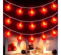 Cadena de luz LED en forma de corazón, cadena de luz en forma de corazón con confeti de corazón de papel, cadena de luz roja de 3 m de largo, para decoración del día de San Valentín, decoración de bod