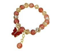 Cadena de mano con cuentas de cristal de mariposa y jade de imitación, accesorios de muñeca para mujeres y niñas