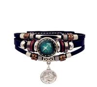Cadena de mano multicapa con 12 constelaciones del zodiaco de piel sintética, unisex, accesorios grozodiacales, フリーサイズ