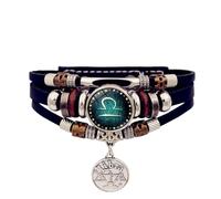 Cadena de mano multicapa con 12 constelaciones del zodiaco de piel sintética, unisex, accesorios grozodiacales, フリーサイズ