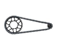 Cadena de metal 10T 36T Ensamblaje de engranaje de transmisión RC piezas simuladas para LOSI 1/4 Promoto-MX RC motocicleta eléctrica (negro)
