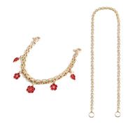Cadena de metal con diseño de corazón de fresa y flor para transformación elegante de bolso o bolso de mano y uso práctico, accesorios elegantes para mujer, rosa (b), One Size