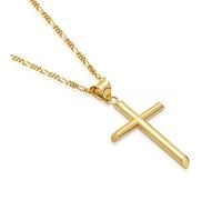 Cadena de Oro 24K con Dije de Cruz para Hombres, Mujeres c/Broche Sólido fuerte estilo de eslabón cubano Miami (22)