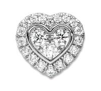Cadena de oro blanco de 14 quilates de 14 quilates, diamante cultivado en laboratorio, SI+ G+, cadena de corazón de amor de 14,15 mm, regalo de joyería para mamá, talla única, Diamante Gema Oro