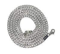 Cadena de oro blanco de 18k para hombre tipo barbada de 60cm de larga y 3mm de ancha, maciza, pesa 7.75gr de oro de 1ª Ley. Cierre mosquetón para mayor seguridad.