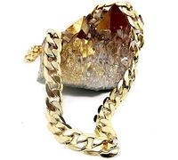 Cadena de oro de 14 quilates, 9 mm, collar de eslabones cubanos para hombres y mujeres, corte de diamante de 14 quilates con cierre sólido realmente fuerte., Oro, Diamante