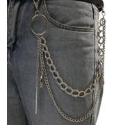 Cadena de pantalones punk en capas para mujeres y hombres, estilo hip hop, gótico, multicapa, cadena de cintura de metal, colgante de plumas, cinturón, jeans, accesorio de joyería para fiesta de club