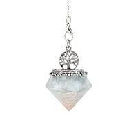 Cadena de péndulo colgante de piedra de árbol de la vida de pirámide de orgón de piedra de cristal Natural para joyería de energía,Aguamarina