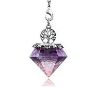 Cadena de péndulo colgante de piedra de árbol de la vida de pirámide de orgón de piedra de cristal Natural para joyería de energía,Amatista