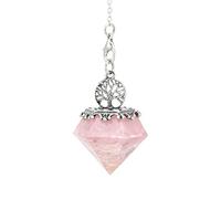 Cadena de péndulo colgante de piedra de árbol de la vida de pirámide de orgón de piedra de cristal Natural para joyería de energía,Cuarzo rosa