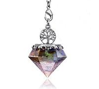 Cadena de péndulo colgante de piedra de árbol de la vida de pirámide de orgón de piedra de cristal Natural para joyería de energía,Piedra de chakra