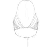 Cadena de perlas para el hombro, collar de perlas para el cuerpo, joyería corporal, cadenas de brasier de perlas para bodas, fiestas y rave, 1, Perla Metal, 1