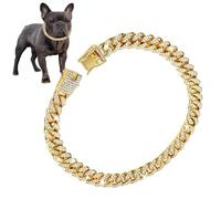 Cadena de Perro - Cadena de Diamante chapada en Oro de 9.84 Pulgadas | Cierre de Collar de Perro de | Accesorio de joyería para Gatos, decoración de Raza pequeña, Mediana y Grande | Elegante