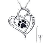 Cadena de perro urna para cenizas S925 de plata urna collares con huella de corazón para siempre en mi corazón urna colgante conmemorativo joyas dulces cachorros perros regalos para mujeres
