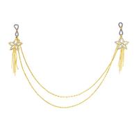 Cadena de pezón con borlas de estrella para mujer, accesorios para el cuerpo, brasier, cadena de pecho, raves, discoteca, diamantes de imitación, Medium, aleación, No es una piedra preciosa