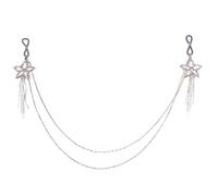 Cadena de pezón con borlas de estrella para mujer, accesorios para el cuerpo, brasier, cadena de pecho, raves, discoteca, diamantes de imitación, Medium, aleación, No es una piedra preciosa