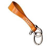Cadena de piel auténtica para soporte de coche, para hombre y mujer, cadena S, marrón claro, Copper buckle