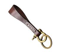 Cadena de piel auténtica para soporte de coche, para hombre y mujer, cadena S, marrón (dark coffee), Copper buckle