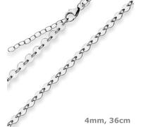Cadena De Placa De 4Mm Collar De Plata De 925 Rhodium 36Cm