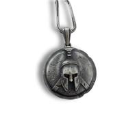 Cadena de plata con colgante de guerrero antiguo - Grecia/Roma | Cadena romana soldado con colgante de guerrero espartano detallado en diseño antiguo clásico