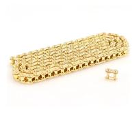 Cadena de rodillos de 25 H, cadena de transmisión de 132 eslabones, compatible con minimotos de 47 cc y 49 cc, quads de bolsillo, todoterrenos, Cadenas de conducción(Gold)