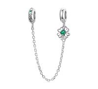 Cadena de seguridad con clip para pulsera Pandora, plata de ley, para el día de San Valentín, Halloween, Navidad, con dije de amor, cruz y flores, cadena de seguridad para mujer, Cristal