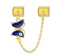 Cadena de seguridad de acero inoxidable de 9 mm, diseño de corazón dorado para cumpleaños, mamá, hija, hermana, compatible con pulsera de nominación, 0, Metal, No es una piedra preciosa