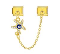 Cadena de seguridad de acero inoxidable de 9 mm, diseño de corazón dorado para cumpleaños, mamá, hija, hermana, compatible con pulsera de nominación, 0, Metal, No es una piedra preciosa