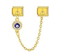 Cadena de seguridad de acero inoxidable de 9 mm, diseño de corazón dorado para cumpleaños, mamá, hija, hermana, compatible con pulsera de nominación, 0, Metal, No es una piedra preciosa