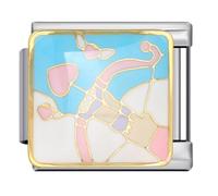 Cadena de seguridad de acero inoxidable de 9 mm, diseño de corazón dorado para cumpleaños, mamá, hija, hermana, compatible con pulsera de nominación, 0, Metal, No es una piedra preciosa