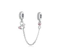 Cadena de seguridad de plata de ley 925 con clip para pulsera Pandora, Plata de ley