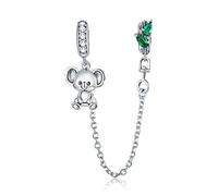 Cadena de seguridad de plata de ley 925 con clip para pulsera Pandora, Plata de ley