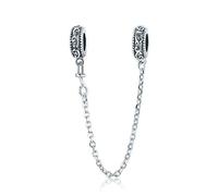 Cadena de seguridad de plata de ley 925 con dije de oso, tapón de colgante, dije de regalo para pulsera de charms de Pandora (C)