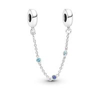 Pandora Cadena de Seguridad Tres Gemas Azules en Plata de Ley | 5 cm