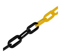 Cadena de seguridad para aparcamiento de 30 m, color amarillo y negro, cadena de plástico resistente para cierre, obras y eventos