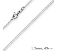 Cadena De Serpiente De 1,2mm Con Diamantes Collar De 925 Plata Rodinada 45cm