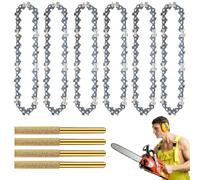Cadena De Sierra,6 Piezas Cadena de Motosierra,Cadenas De Motosierra Con Motosierra Amoladora De Cadena,Cadena Motosierra,Motosierra Hoja de Cadena Para Todas las Barras Motosierra(6 Pulgadas)