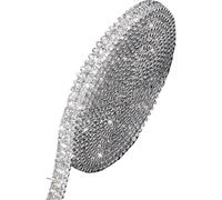 Cadena de strass, Cadena de diamantes imitación, cadenas 1 yarda for coser, copa adorno cristal 3 filas for accesorios