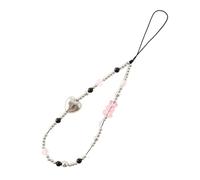 Cadena de teléfono con cuentas de corazón y estrella de mariposa, con diseño antilost, llavero con colgante, para mujer, niña, teléfono móvil, correa de muñeca
