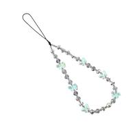 Cadena de teléfono con cuentas de corazón y estrella de mariposa, con diseño antilost, llavero con colgante, para mujer, niña, teléfono móvil, correa de muñeca