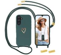 Cadena de teléfono móvil para Samsung Galaxy A17 5G funda con correa, MoEvn Necklace Funda con Cordón para Colgar Corazón Patrón de Silicona Carcasa Resistente a los golpes con Cadena Desmontable para