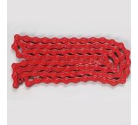 Cadena de una sola velocidad resistente a la corrosión para bicicletas de engranaje fijo y pista de estilo libre hecha de acero de alta resistencia (rojo)