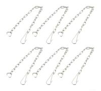 Cadena de válvula de descarga de inodoro de acero inoxidable de 25 cm, cadena de elevación con gancho y anillo en C para reparación de válvula de parada de tanque de baño (6 piezas)