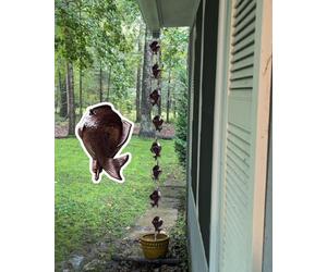 Cadena decorativa de recolección de agua de lluvia para canalón, diseño en espiral con copas de peces y flores, mejora el drenaje al aire libre y la estética