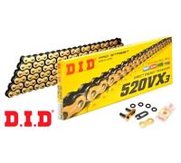 D.I.D Racing Chain Cadena 520VX3 Oro y Negro 112 eslabones Unión remachada (ZJ)