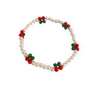 Cadena elástica para mujer, con perlas coloridas y cristales, tamaño ajustable, joyería para uso diario, pastoral simple, talla única, como se describe